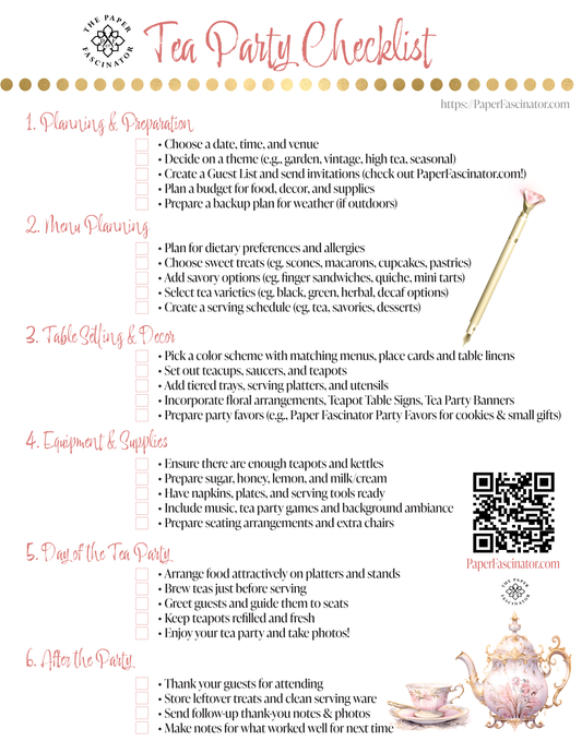 Free Tea Party Checklist: The Ultimate Planning Guide for Any Special Event by The Paper Fascinator PNG Download