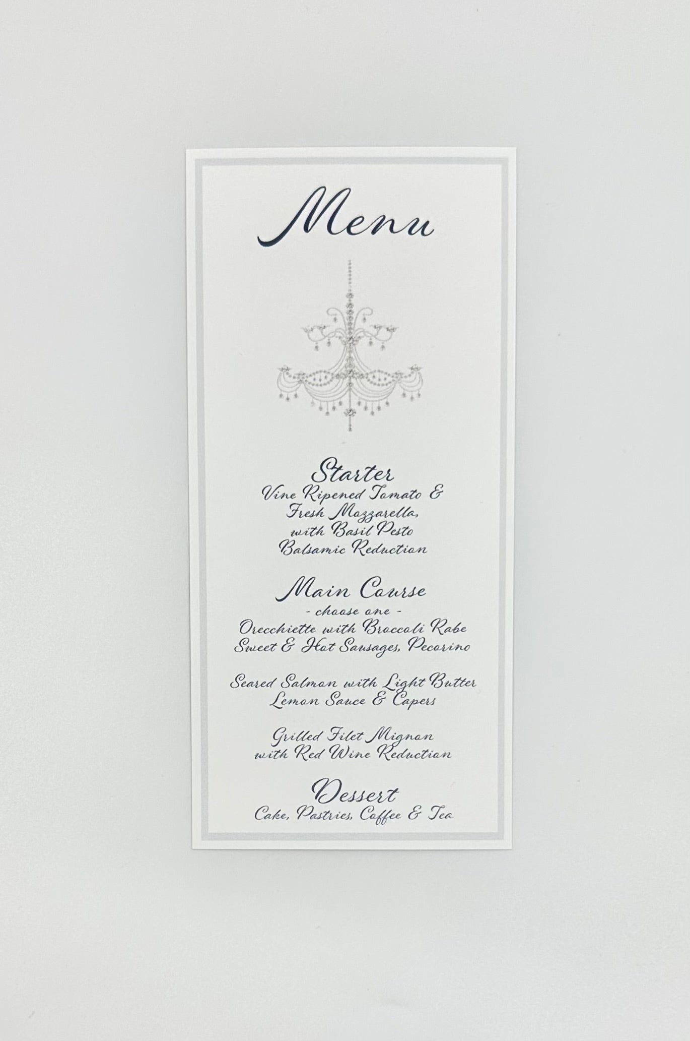 Diamond Chandelier Menu