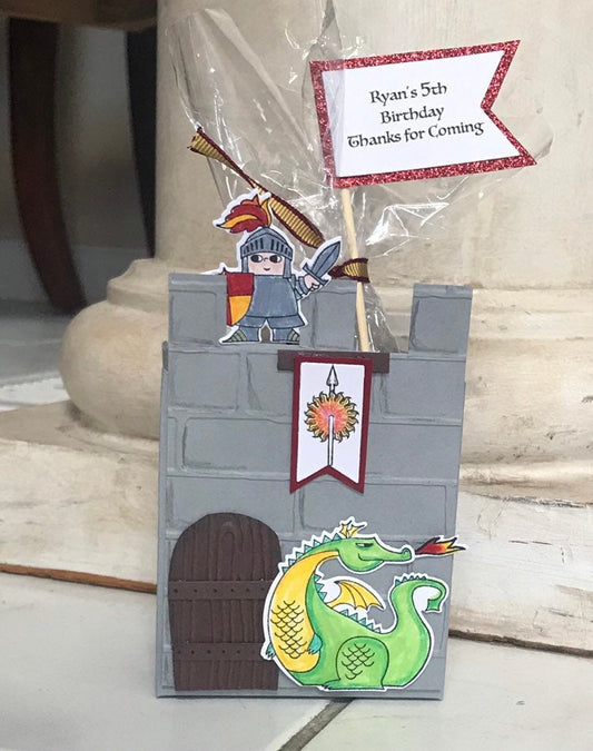 Knight, Dragon and Castle party favor to stuff with edibles or small gifts