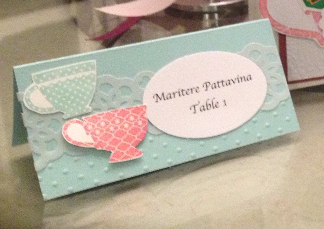 Handmade Tea Party Placecards with tea cups and lace