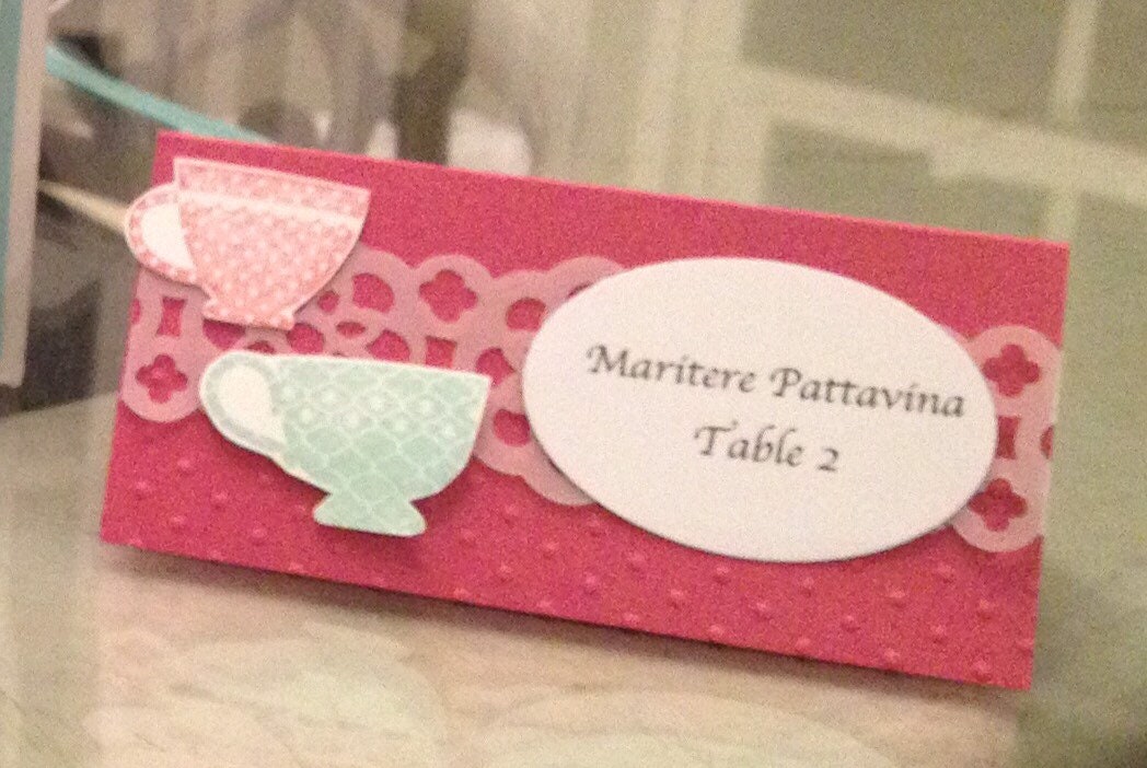 Handmade Tea Party Placecards with tea cups and lace