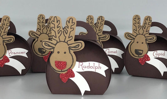Reindeer Gift Box Favor Christmas Employee Coworker Gift Exchange Party Package Kit Figurines