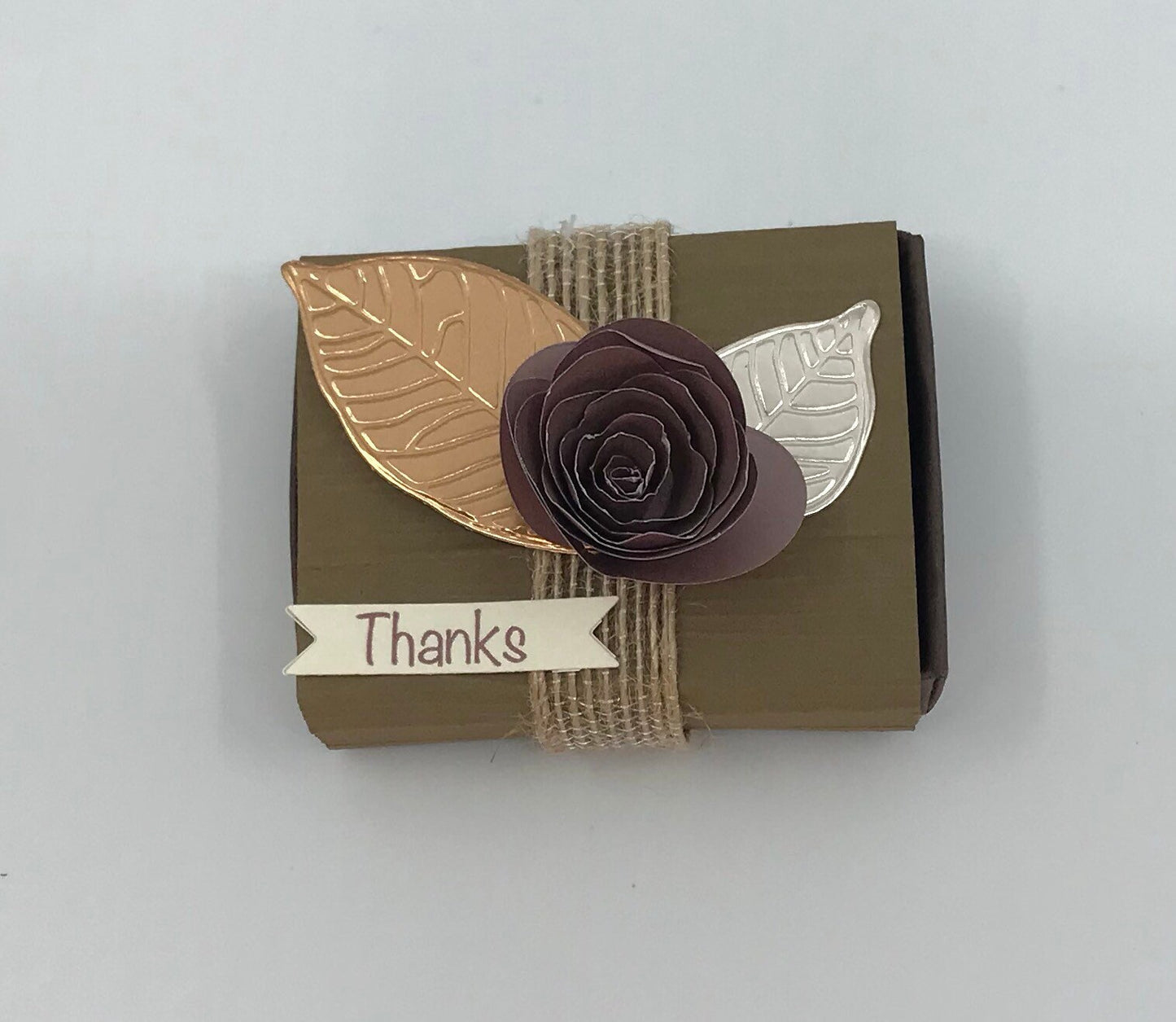 Autumn Thank You Wedding Matchbox to stuff with edibles or small gifts