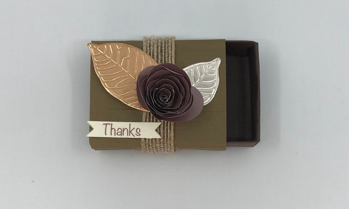 Autumn Thank You Wedding Matchbox to stuff with edibles or small gifts