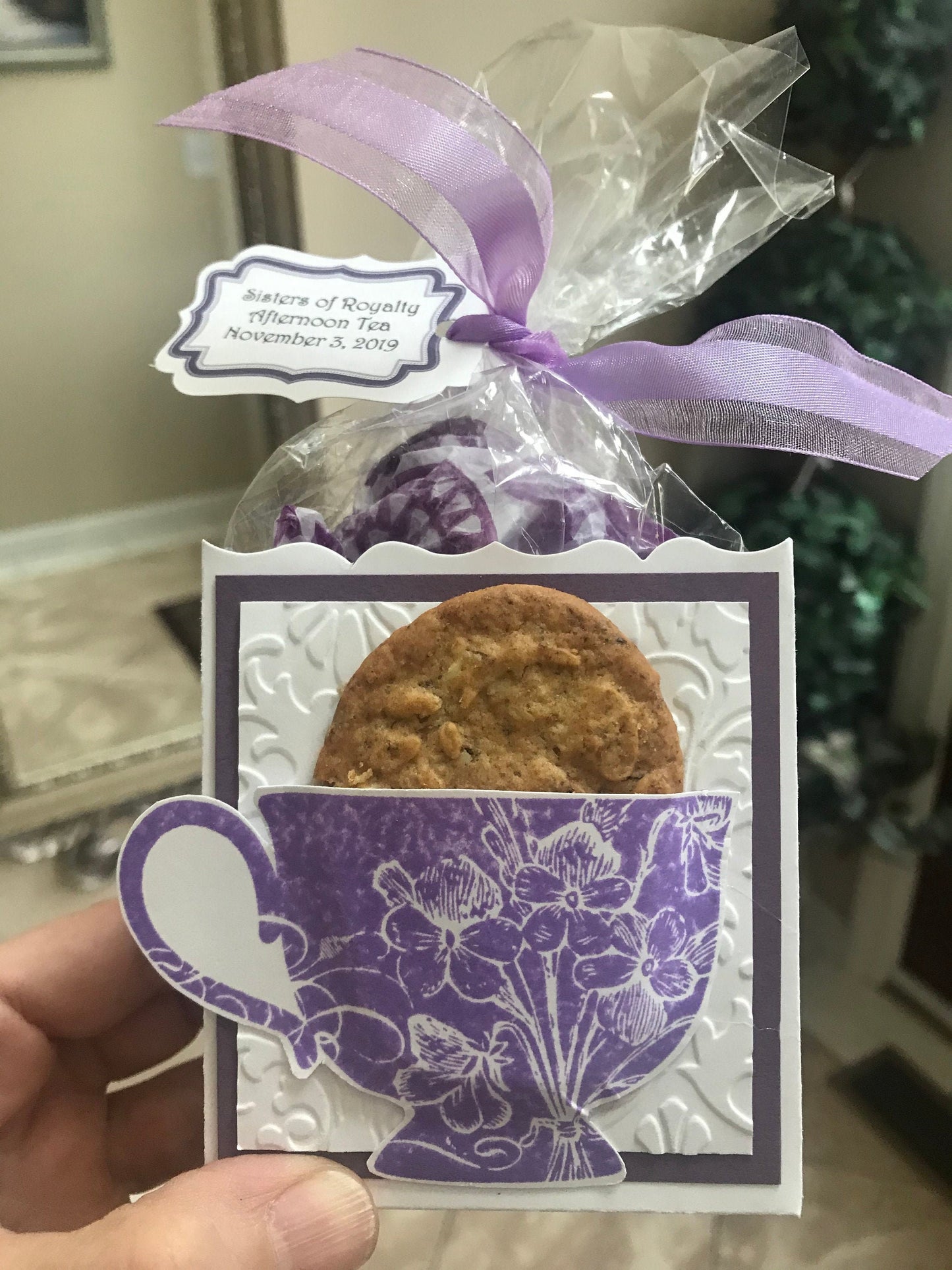 Lavender Tea Party Favor: Personalized Treat Box with Ribbon