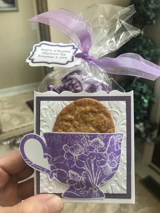 Lavender Tea Party Favor: Personalized Treat Box with Ribbon