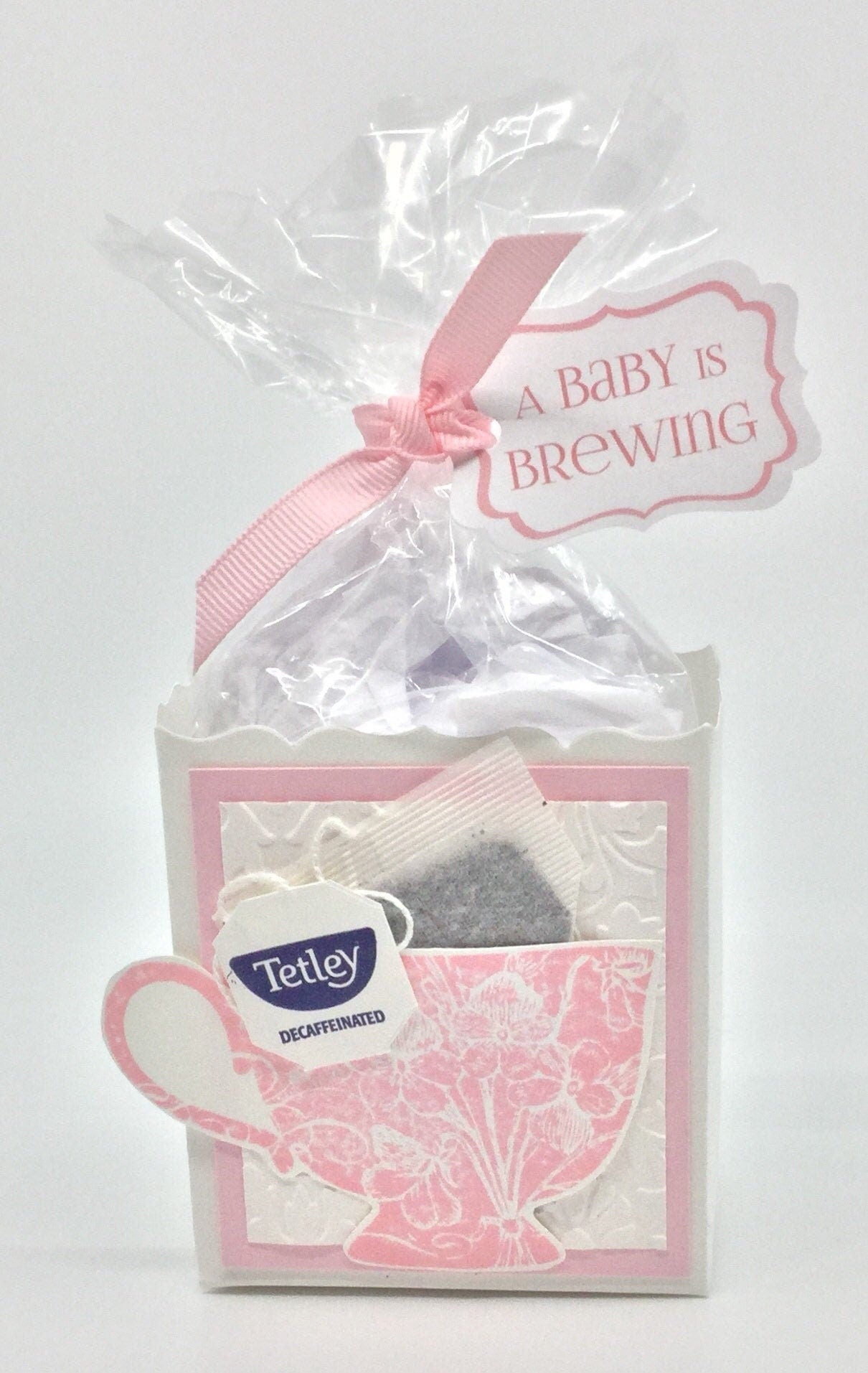 Baby is Brewing Tea Party Favor: Pink Baby Shower Treat Box