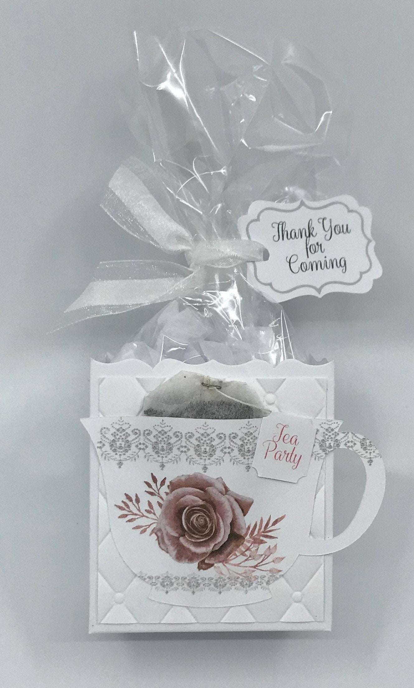 Tea Party Favor Box, Dusty Rose Floral Design (DIY Assembly)