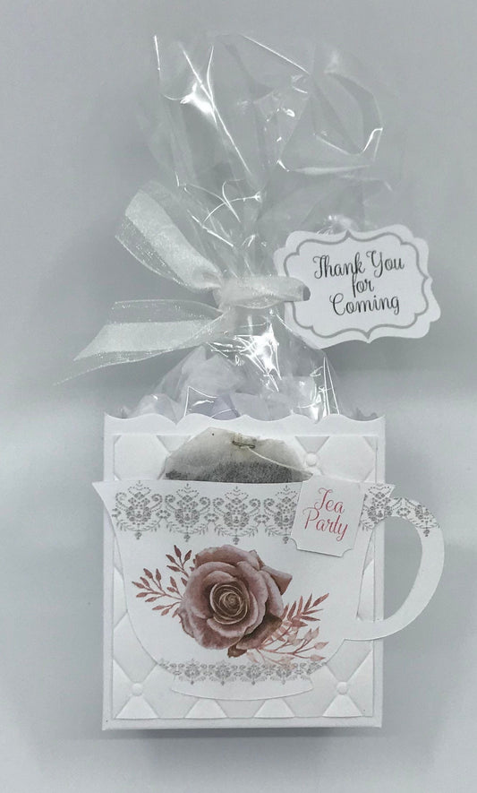 Tea Party Favor Box, Dusty Rose Floral Design (DIY Assembly)