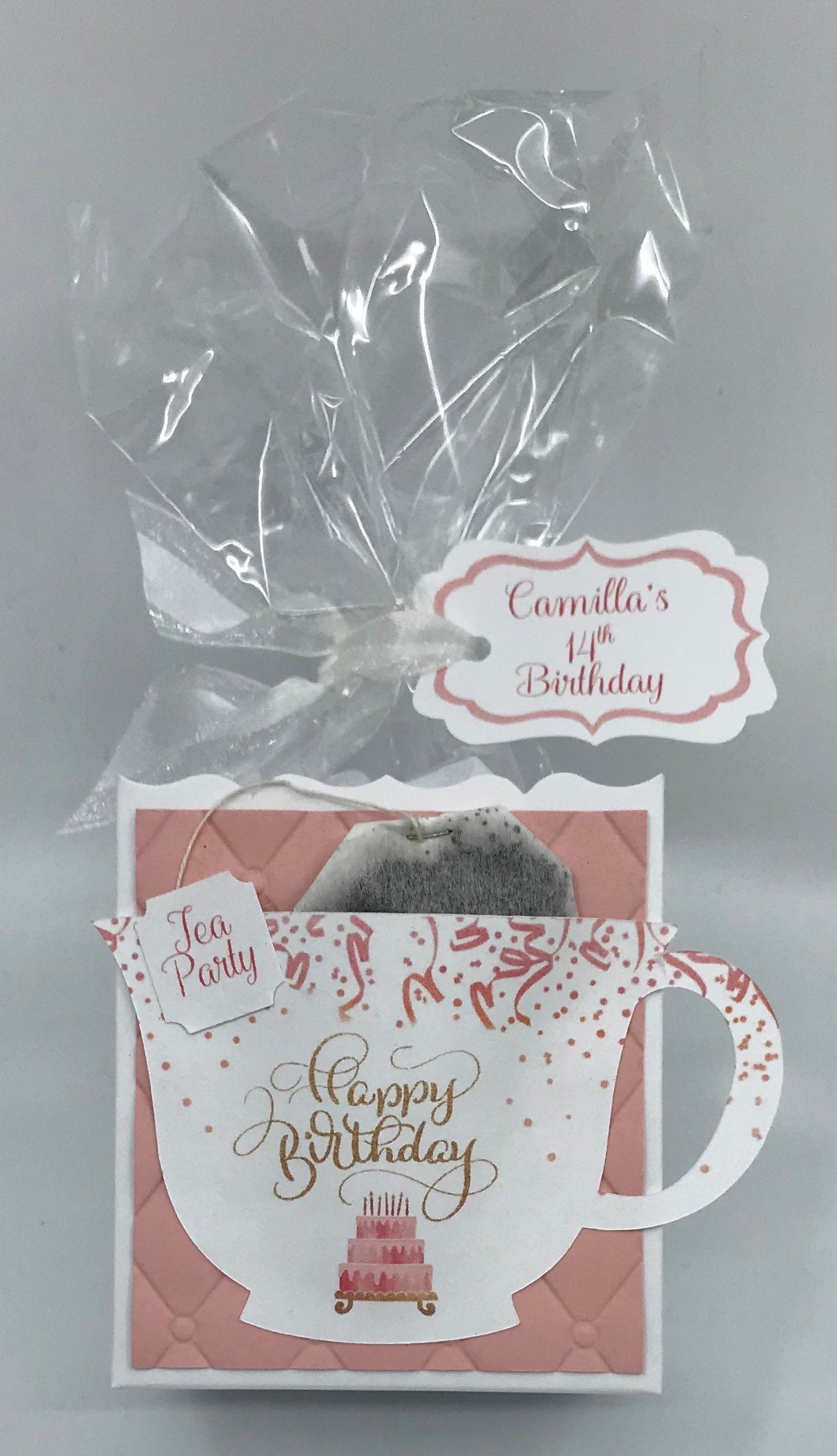 Personalized Tea Party Birthday Favor – Pink Cake Gift Box