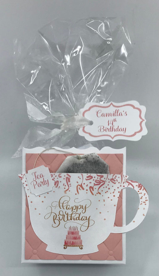 Personalized Tea Party Birthday Favor – Pink Cake Gift Box
