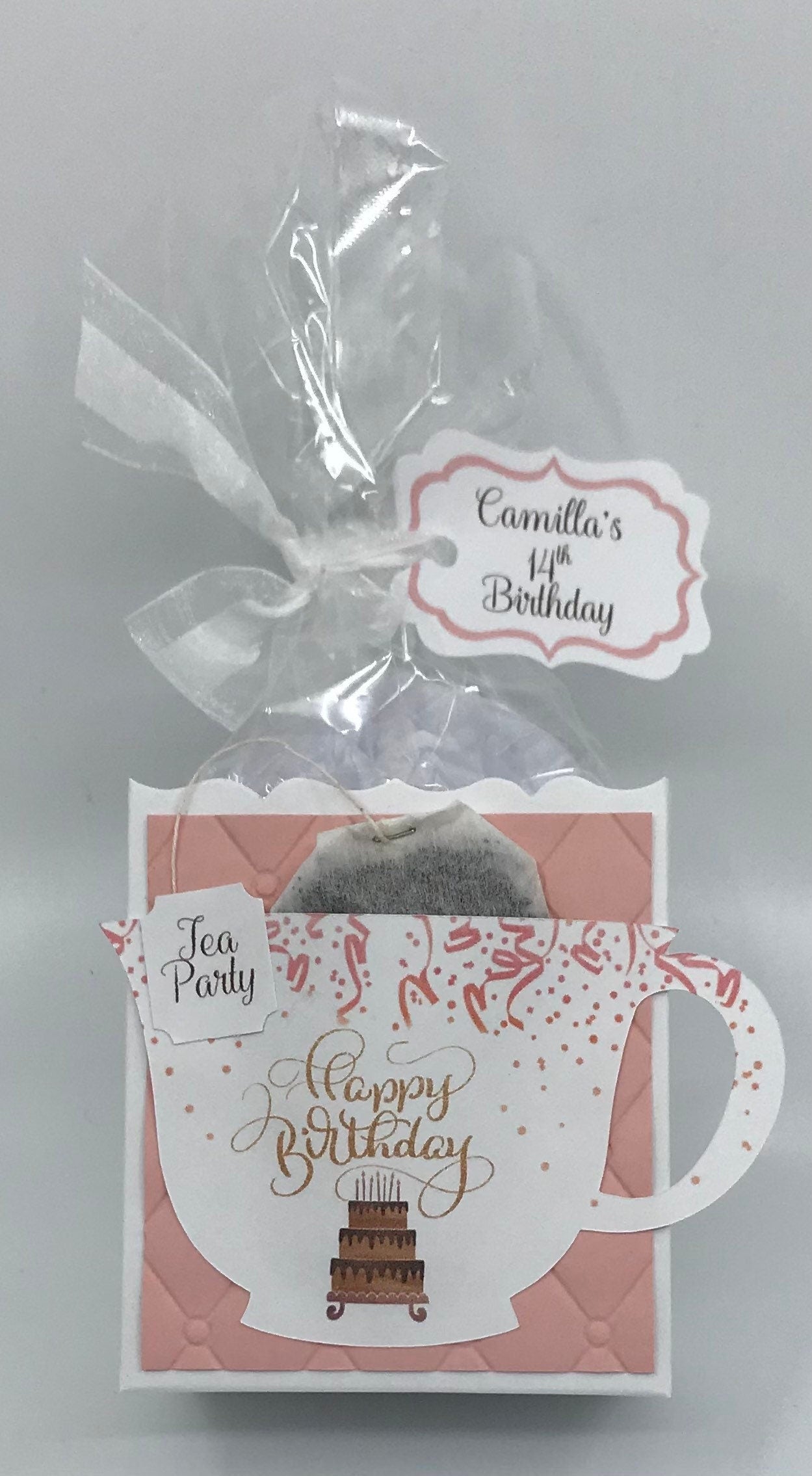 Personalized Happy Birthday Tea Party Favor - Chocolate Cake to stuff with edibles or small gifts