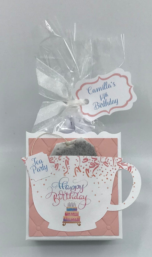 Personalized Birthday Tea Party Favor- Rainbow Cake Blush Matting to stuff with edibles or small gifts