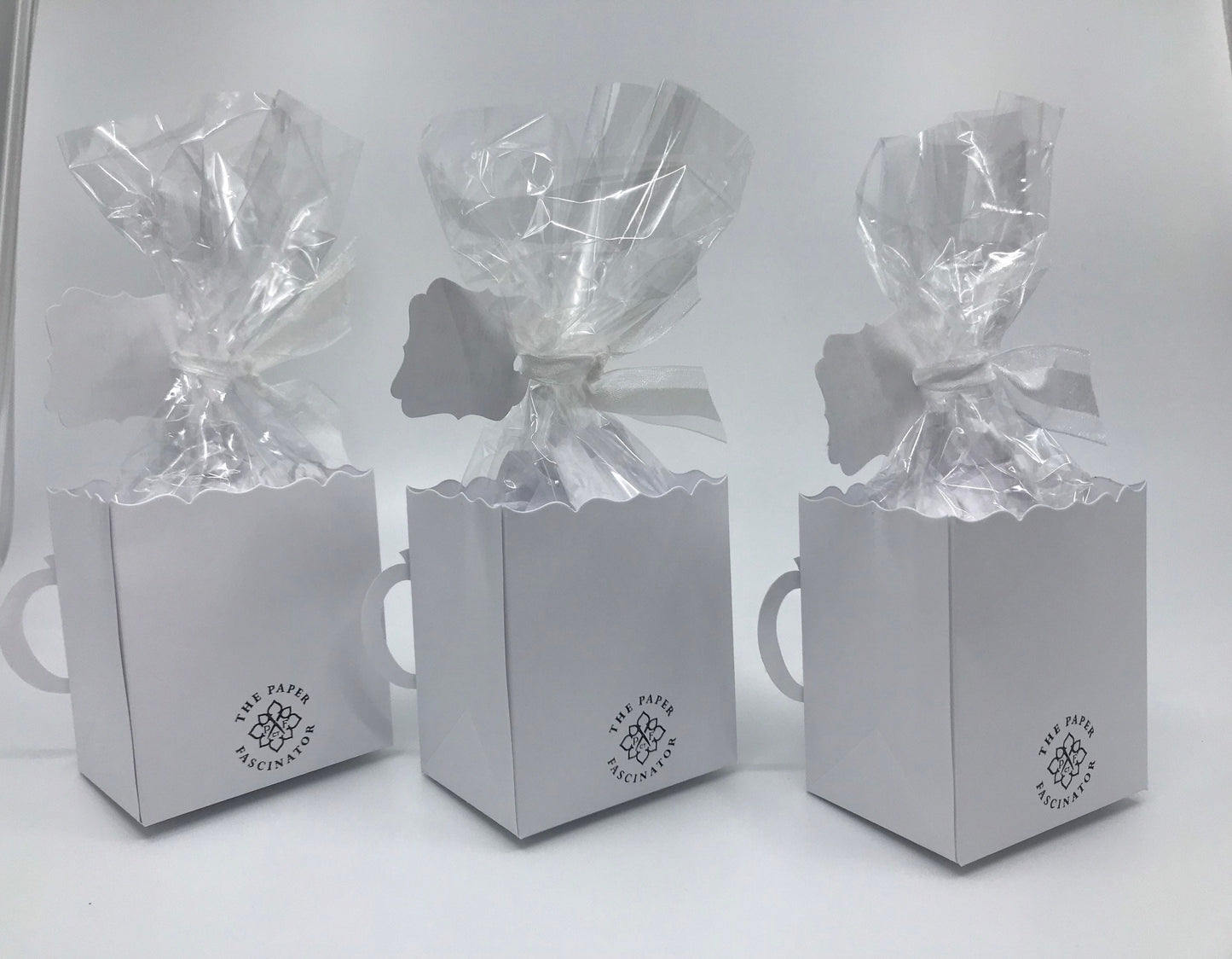 White Box Dusty Rose Gold Tea Party Favor to stuff with edibles or small gifts