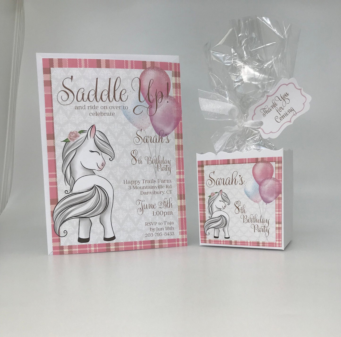 Saddle Up White Pony Horse themed Party Favor to stuff with edibles or small gifts