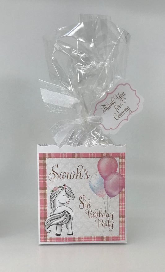 Saddle Up White Pony Horse themed Party Favor to stuff with edibles or small gifts