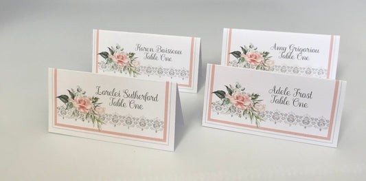 Beau-Tea-ful Pink Bouquet Tea Party Place Cards from Ensemble for Wedding Bridal Baby Shower Birthday special corporate event planning