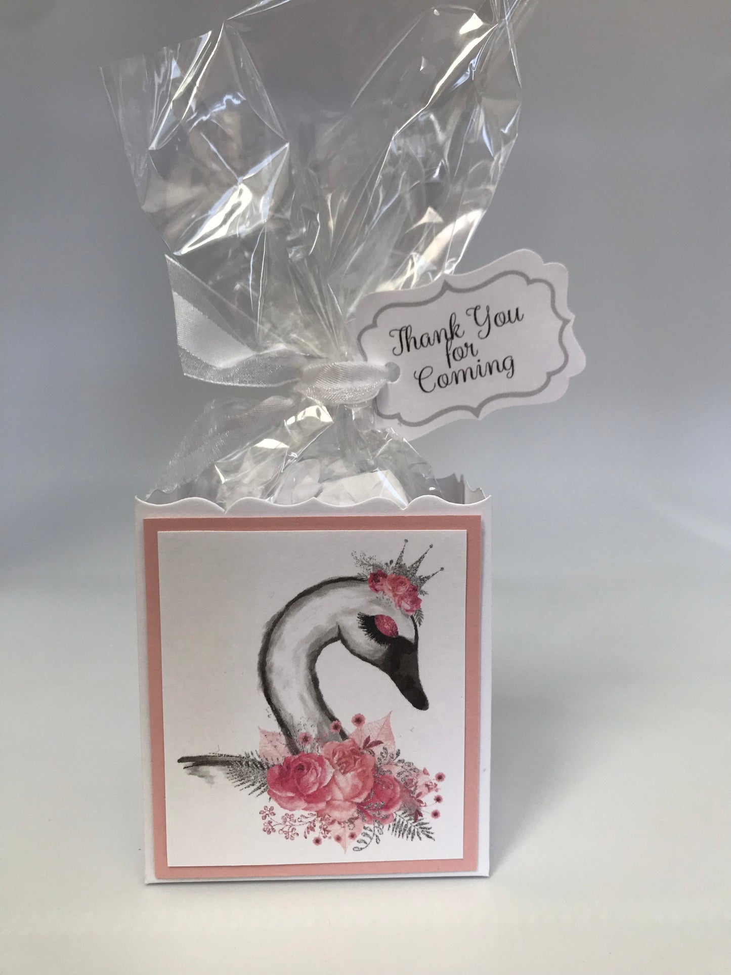 Princess Swan Party Favor Box: Floral Bouquet, Personalized Tag