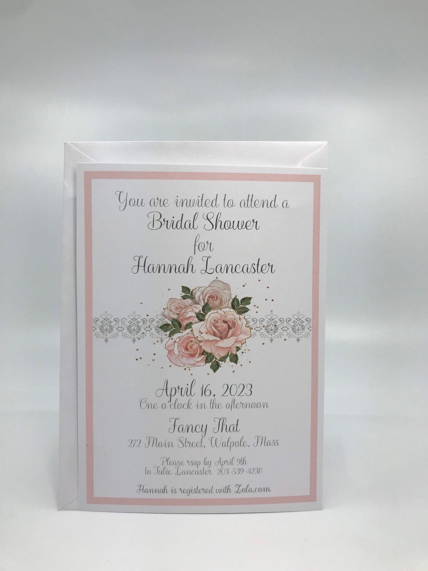 Gold Rose Tea Party Set: Invitation, Menu, Favor Box, Place Card