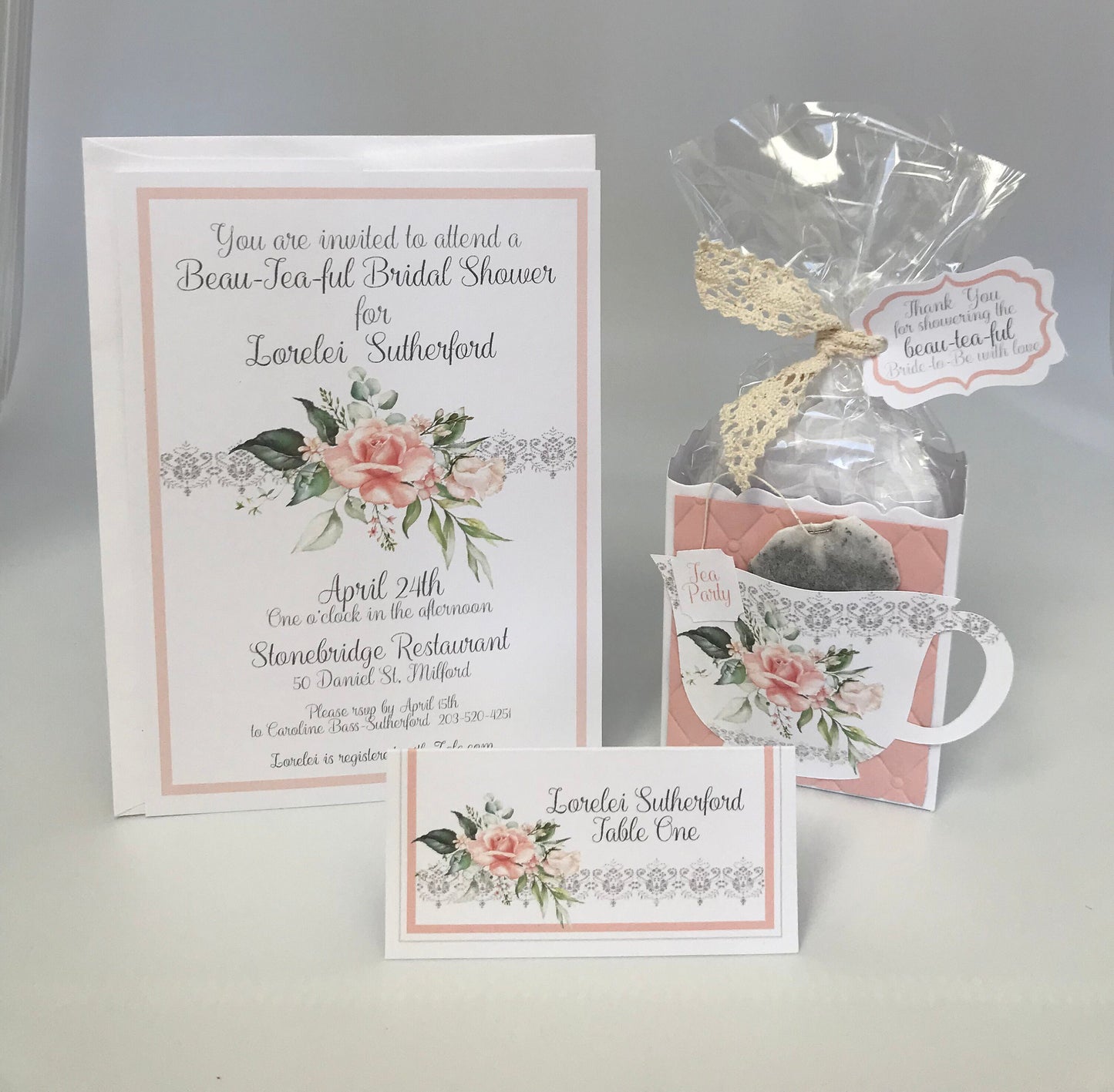 Pink Floral Tea Party Invitation - Bridal Shower or Birthday