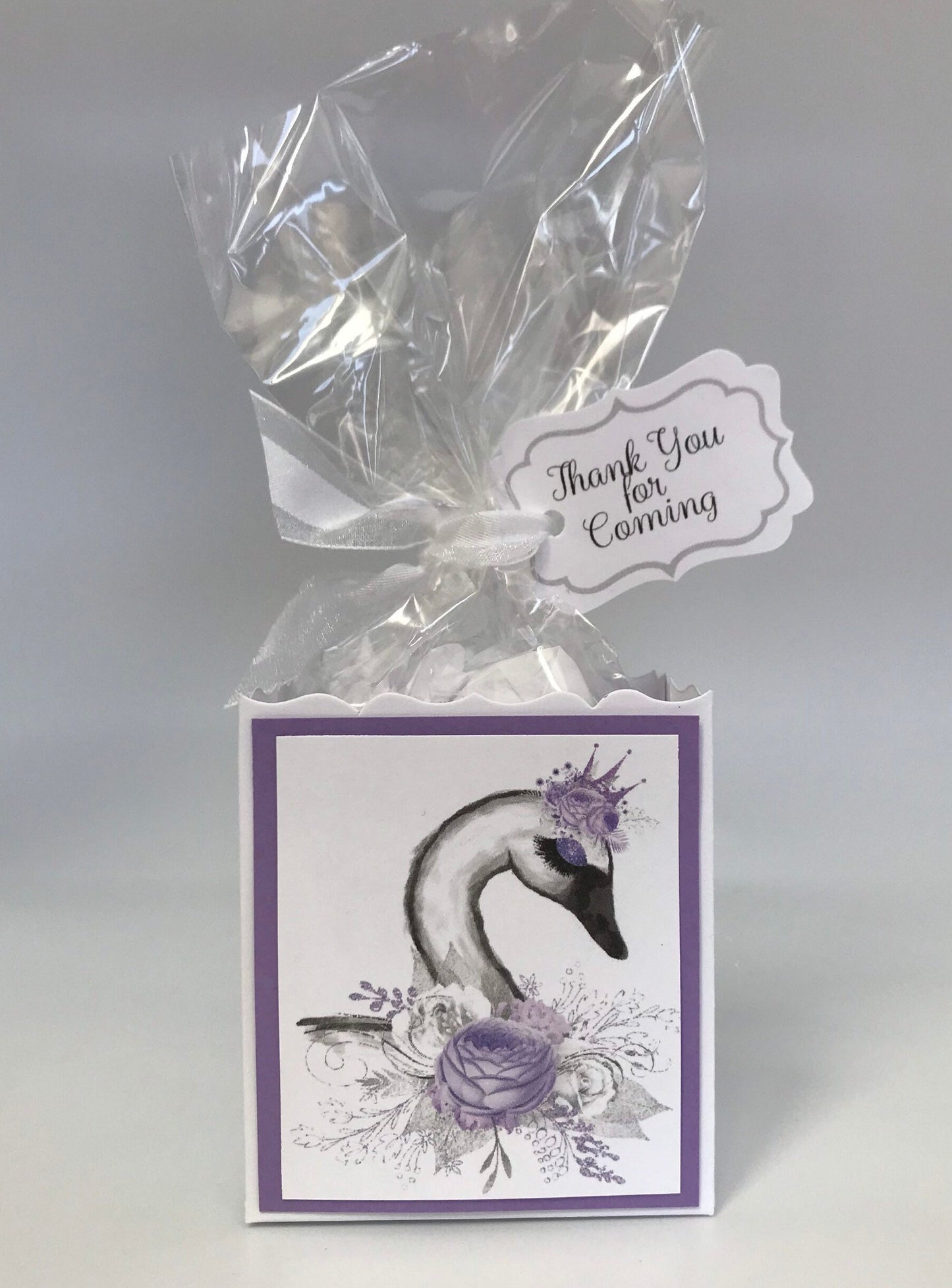 Princess Swan Party Favor Box: Floral Bouquet, Personalized Tag