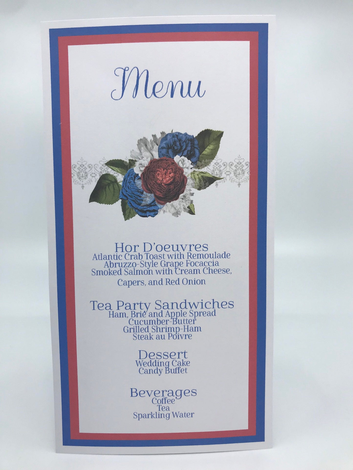 Red White & Blue Patriotic Tea Party Favor for American, 4th of July, Centennial, Bi-Centennial, Historical, Celebratory and Memorial Events