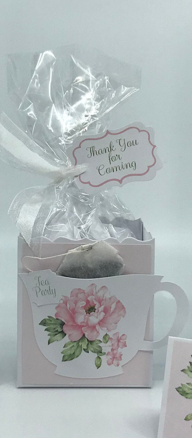 Pink Peony Bridal Shower Tea Party Ensemble with Invitation Menu Party Favor Gift Box & Bag Place Card for Wedding Bridal Shower Birthday