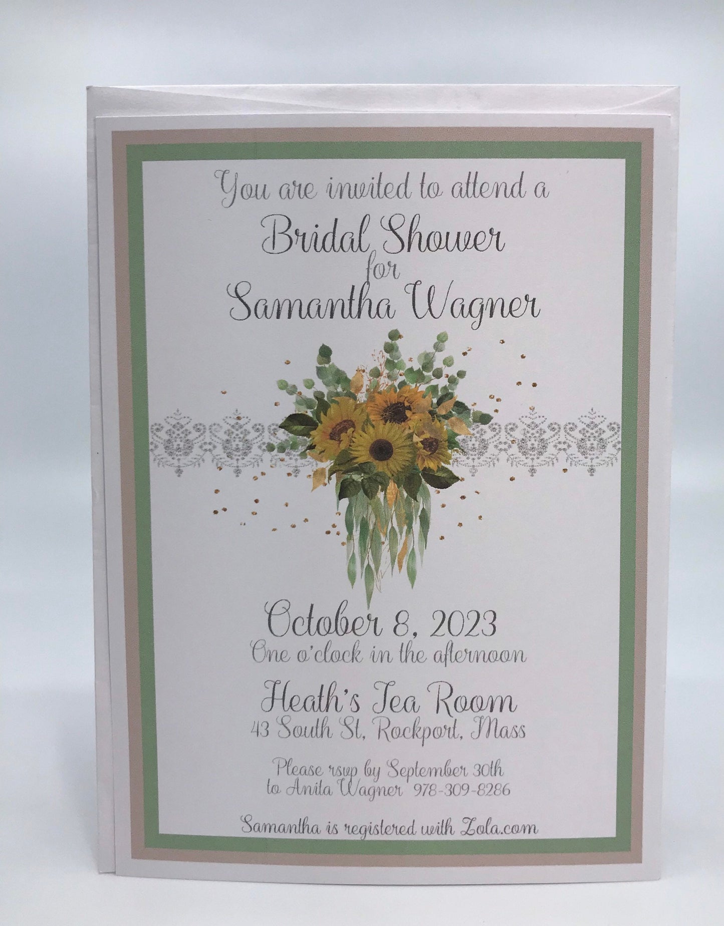 Sunflowers and Eucalyptus Bouquet Tea Party Ensemble Wedding Bridal Baby Shower Birthday Special Event Planning