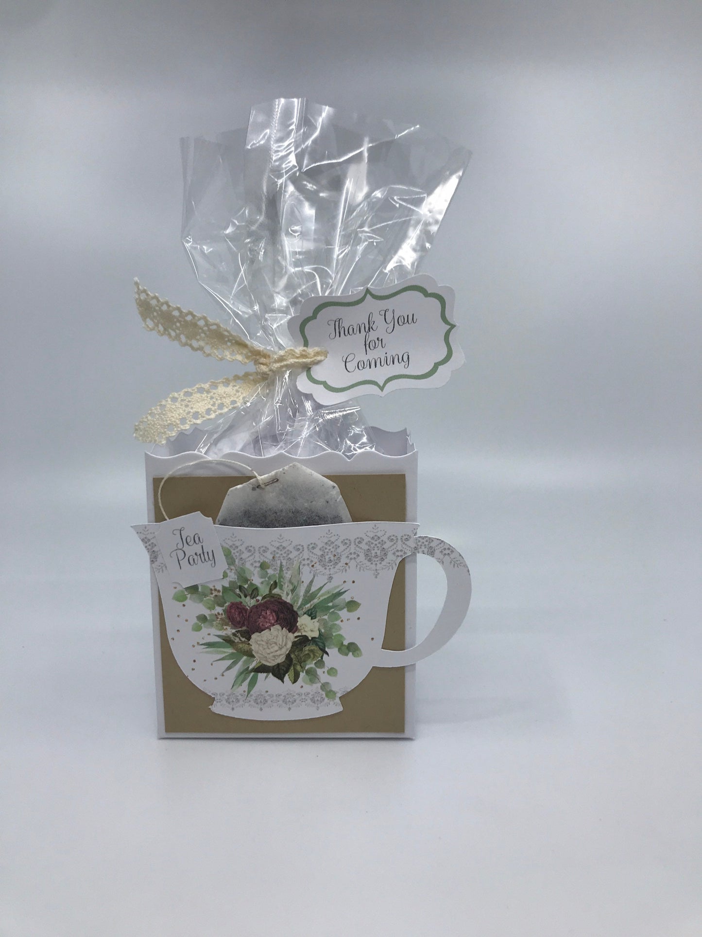 Burgundy Cream Sage Eucalyptus Floral Bouquet Tea Party Ensemble - Invitation Menu Party Favor Gift Box & Bag Wedding Bridal Shower Birthday