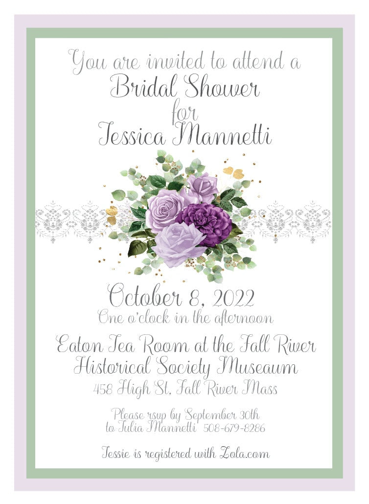 Purple Rose Tea Party Ensemble: Place Card