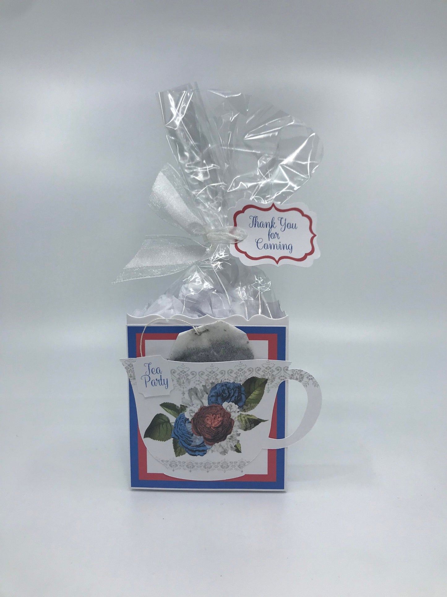 Red White & Blue Patriotic Tea Party Favor for American, 4th of July, Centennial, Bi-Centennial, Historical, Celebratory and Memorial Events