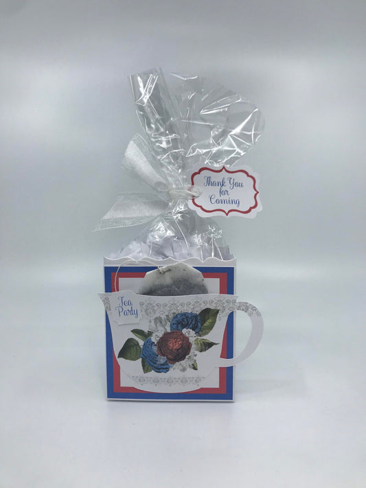 Red White & Blue Patriotic Tea Party Favor for American, 4th of July, Centennial, Bi-Centennial, Historical, Celebratory and Memorial Events