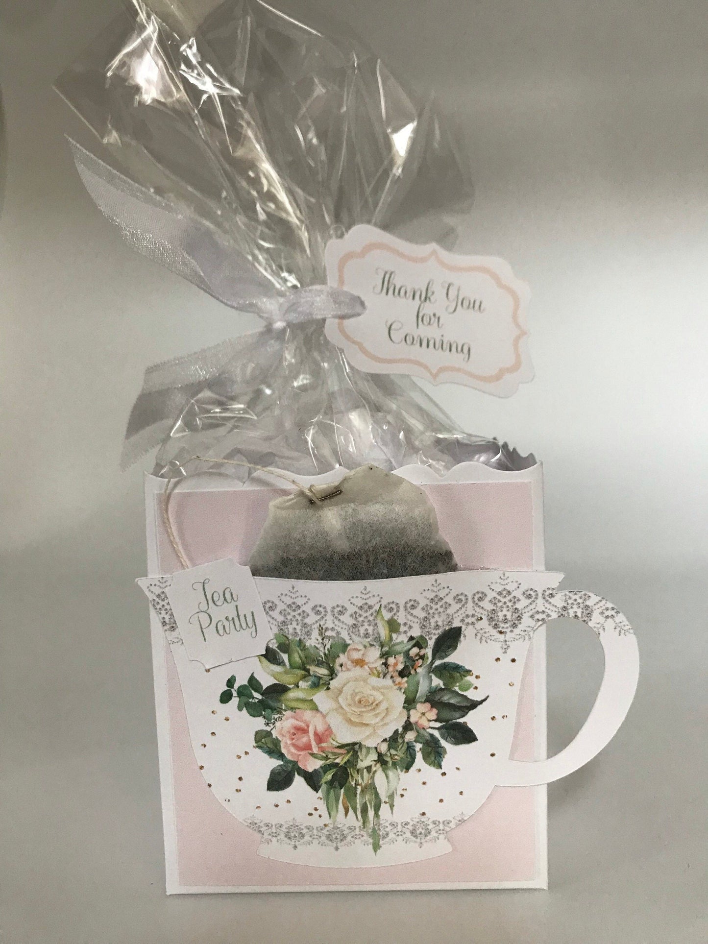 Sage Green Blush and Cream Bouquet Tea Party Favor Gift Box & Bag Wedding Bridal Baby Shower Birthday 80th Special Event Planning