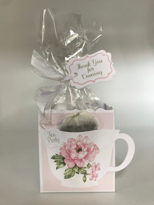 Pink Peony Bridal Shower Tea Party Favor Gift Box & Bag for Wedding Bridal Baby Shower Birthday or special adult child's event