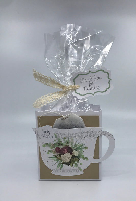 Burgundy Cream Sage Eucalyptus Floral Bouquet Bridal Shower Tea Party Favor