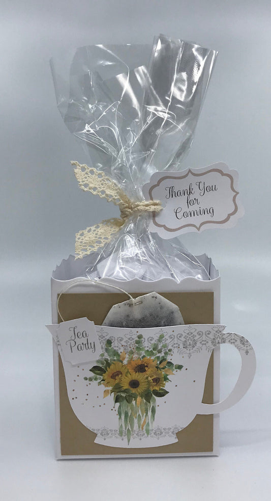 Sunflowers and Eucalyptus Bouquet Tea Party Favor Gift Box & Bag Wedding Bridal Baby Shower Birthday Special Event