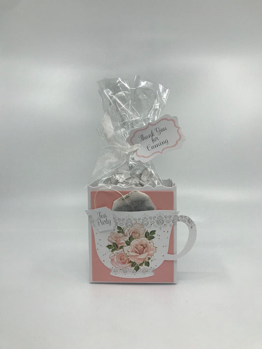 Gold Embellished Pink Rose Bridal Shower Tea Party Favor