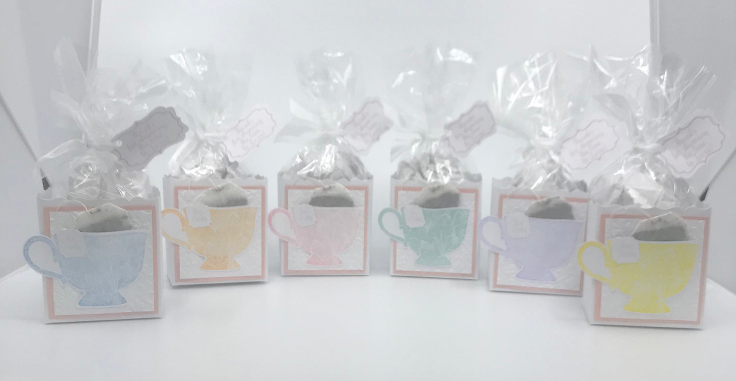 Set of 6 Pastel Tea Party Favors with Rose Gold matting for edibles or small gifts