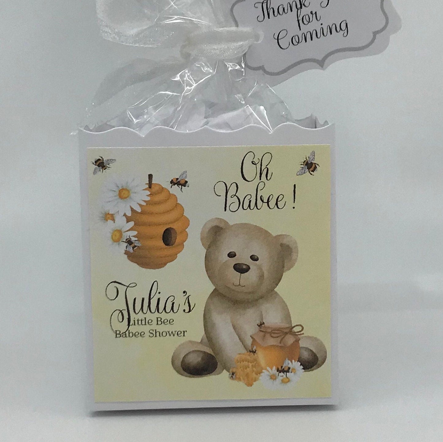 Oh Babee Teddy Bear Honey Bee Little Bee Baby Shower Tea Party Favor to stuff with edibles or small gifts