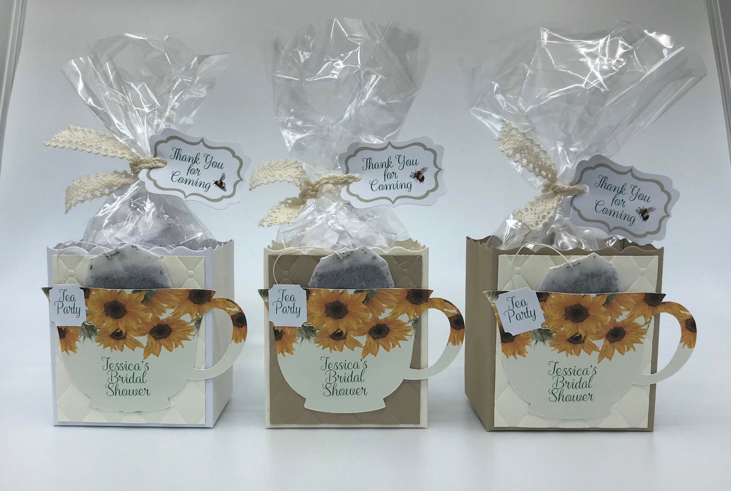 3 My Bumble Bees Love Sunflowers Bridal Baby Shower Birthday Tea Party Favor Gift Bag by the Paper Fascinator