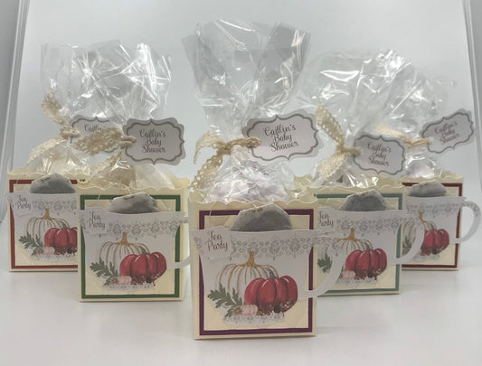5 Fall Pumpkin Brewing Tea Party Favors for Bridal Baby Shower Tea Party Events
