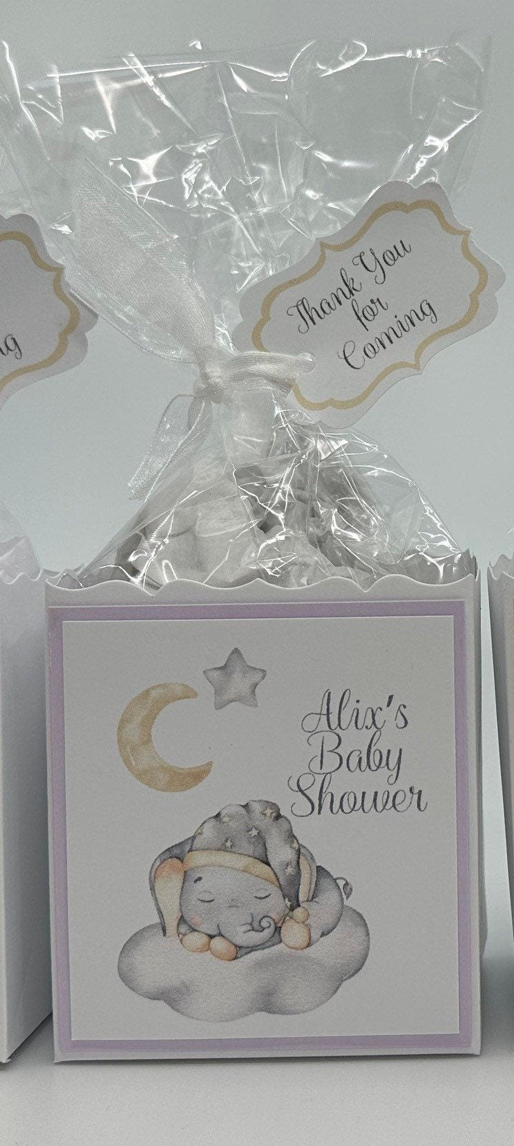 Sleeping Baby Elephant Baby Shower Tea Party Favor to stuff with edibles or small gifts