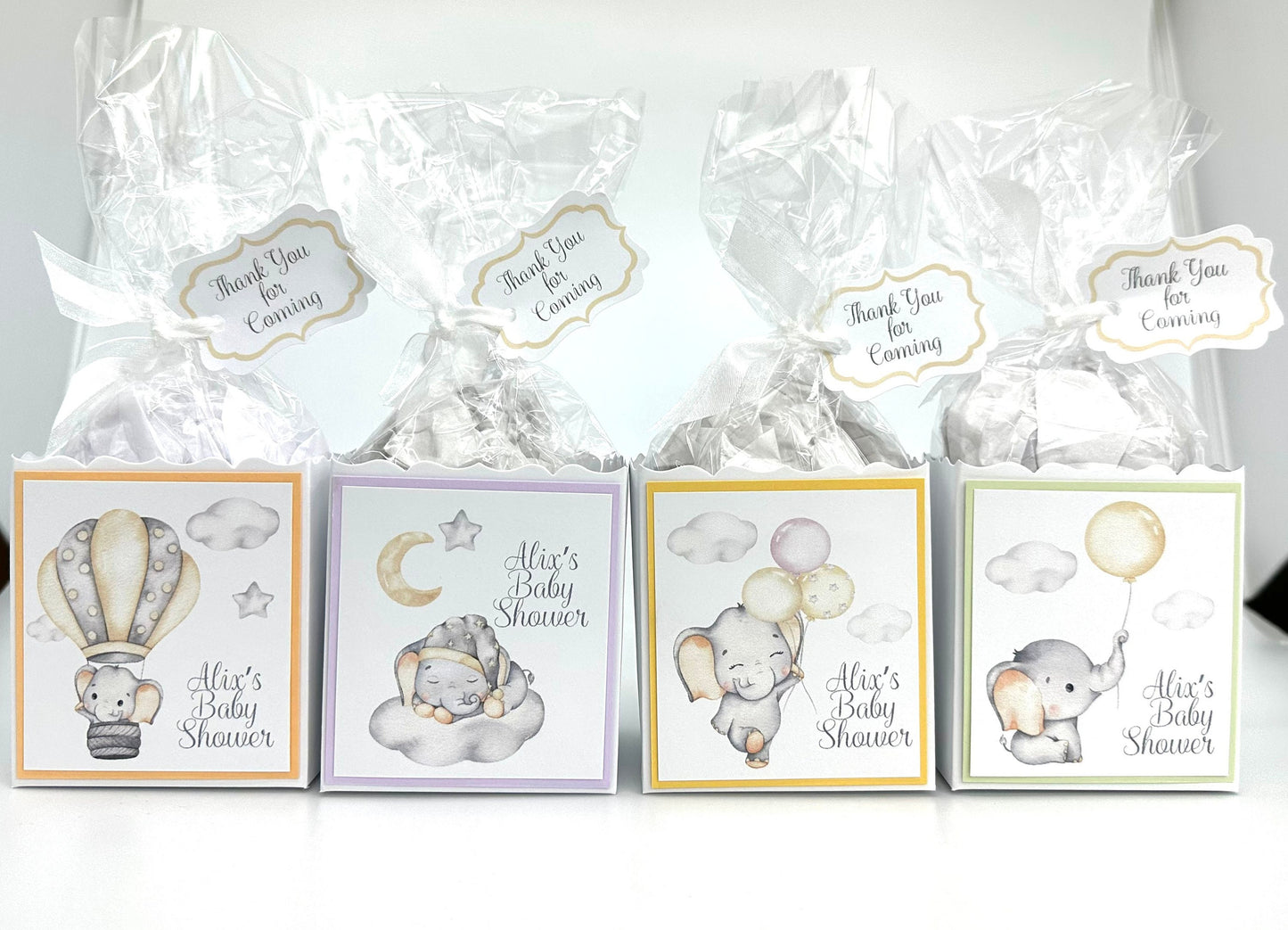 Baby Elephant in Hot Air Balloon Baby Shower Tea Party Favor to stuff with edibles or small gifts