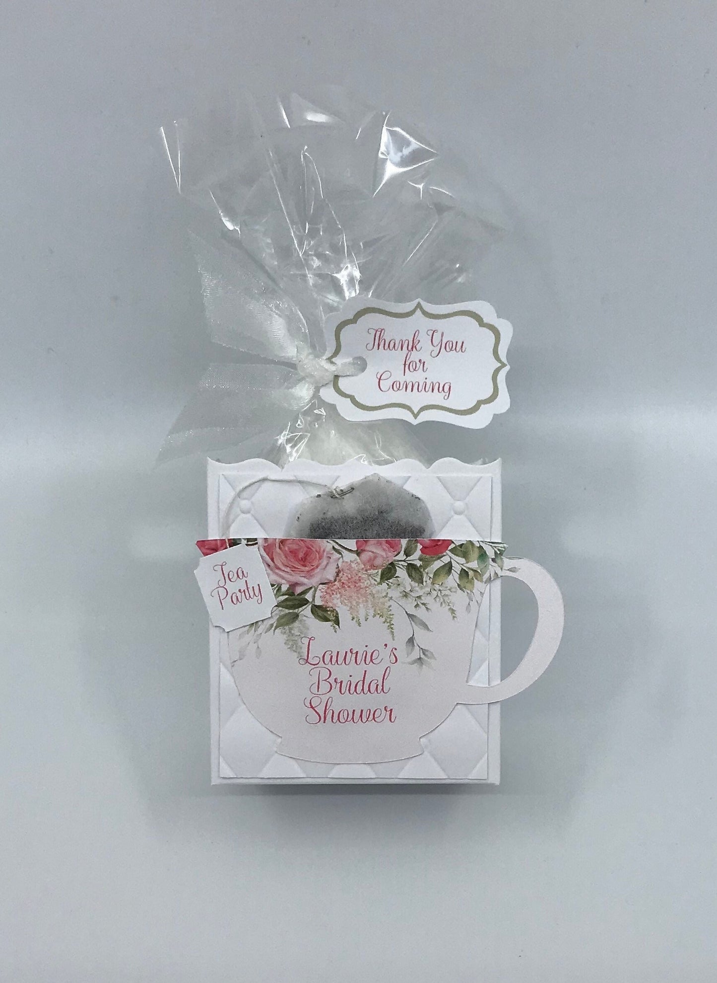 Sprig of Roses Tea Party Favor Gift Box & Bag for Bridal Baby Shower Birthday Event Planning