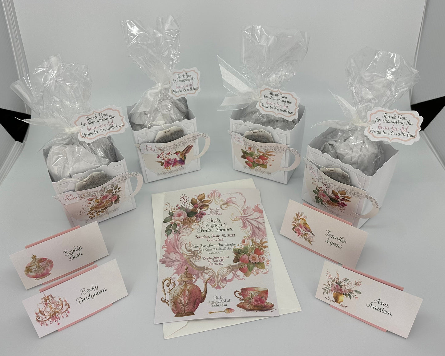 Hummingbird Tea Party Favor for Birthday or Beau-tea-ful Bridal Shower from Strawberry Ensemble