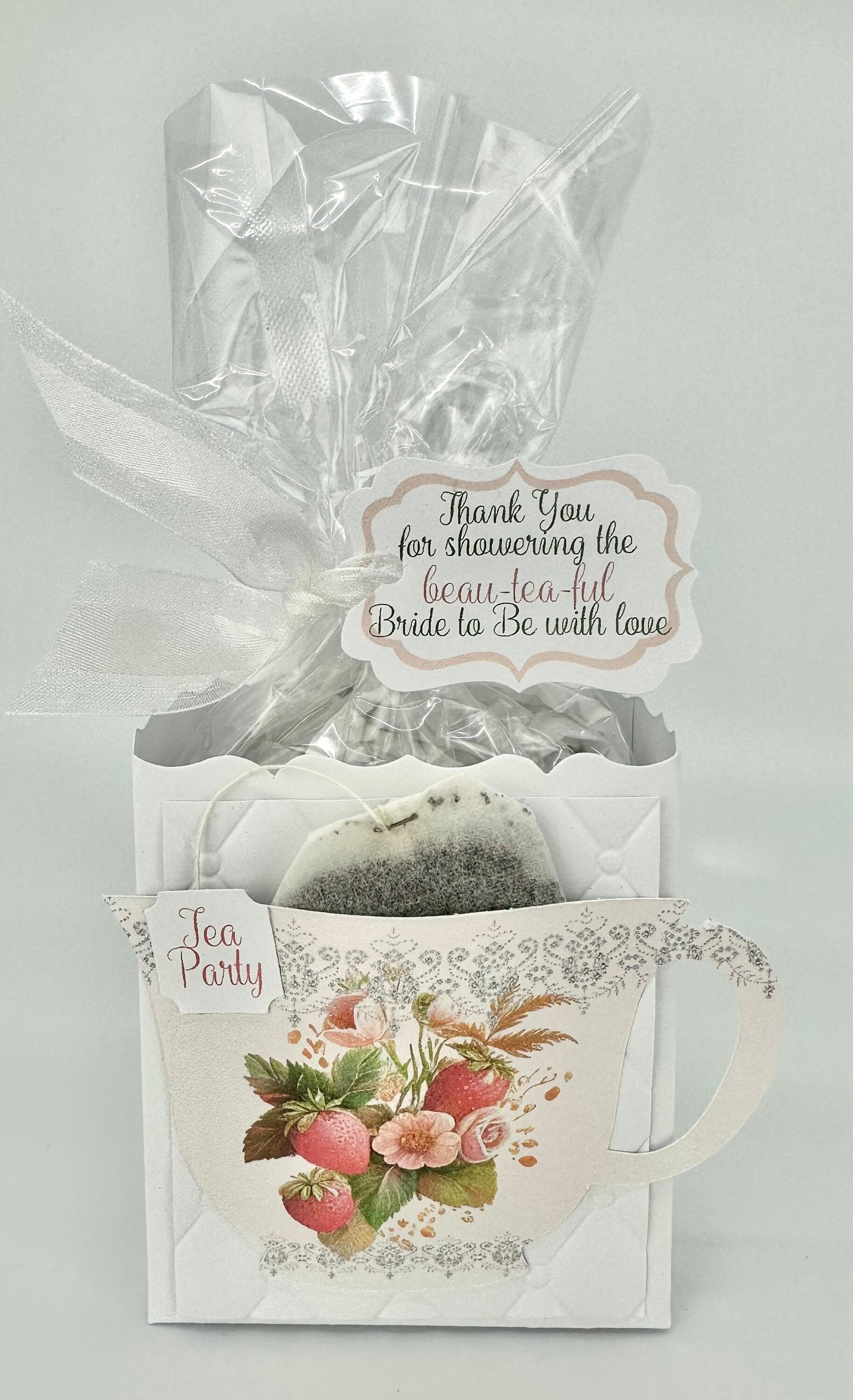 Strawberry Tea Party Ensemble with Invitation Tea Party Favor Gift Box & Bag Place Card for Wedding Bridal Baby Shower Adult Child Birthday