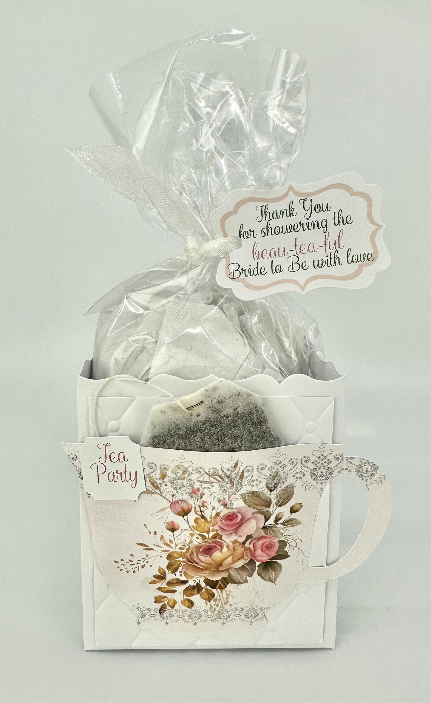 Rose Gold Bouquet Tea Party Favor for Birthday or Bridal Shower