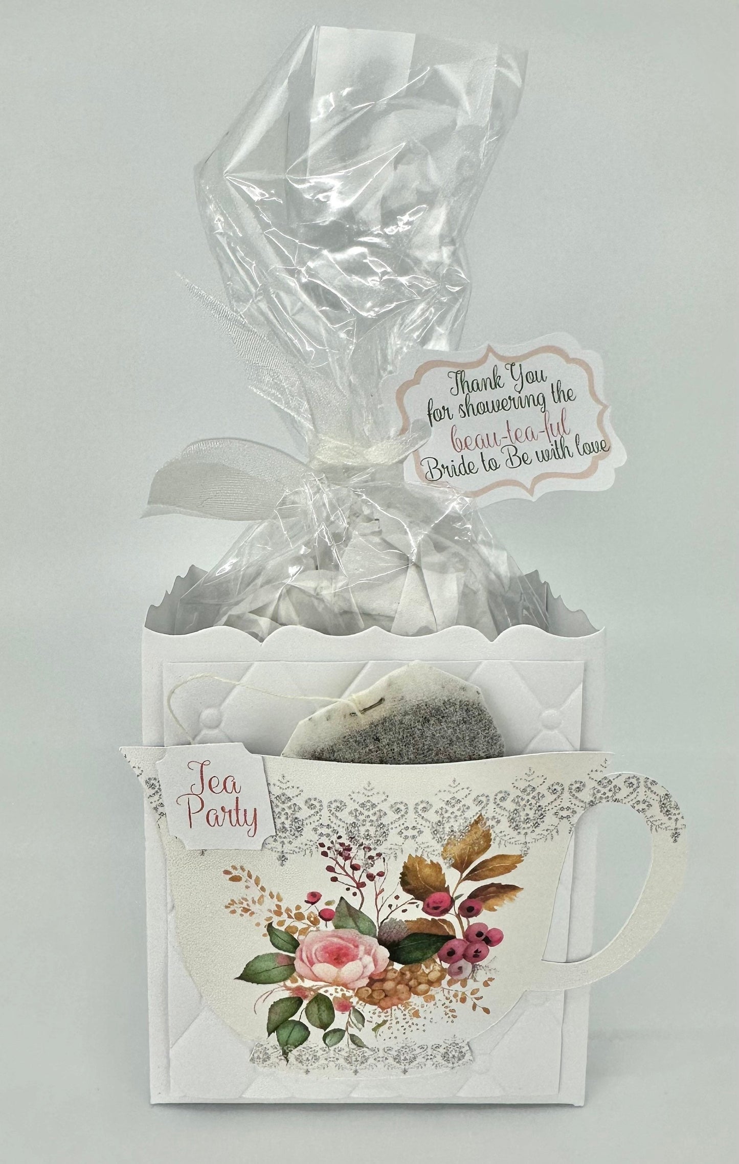 Pink Rose and Berries Tea Party Favor for Birthday or Beau-tea-ful Bridal Shower