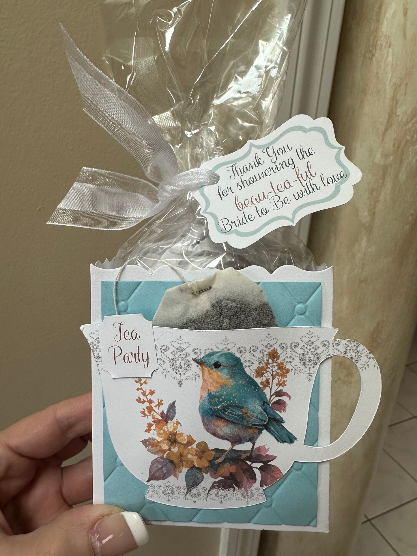 Bluebird Tea Party Favor from the Blueberry Tea Party Ensemble for Birthday or Beau-tea-ful Bridal Shower