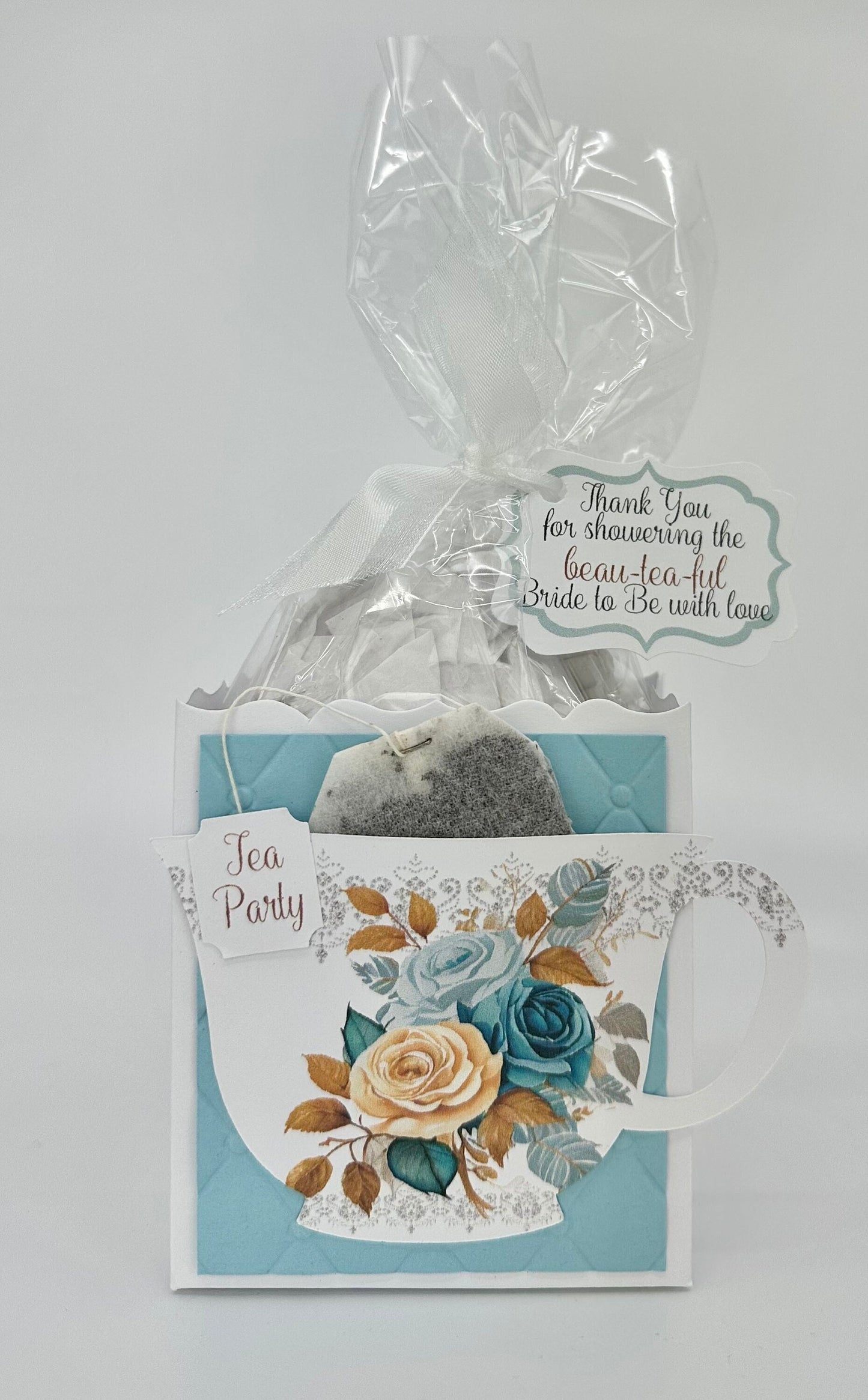 Blue Rose Bouquet Tea Party Favor for Birthday or Beau-Tea-Ful Bridal Shower